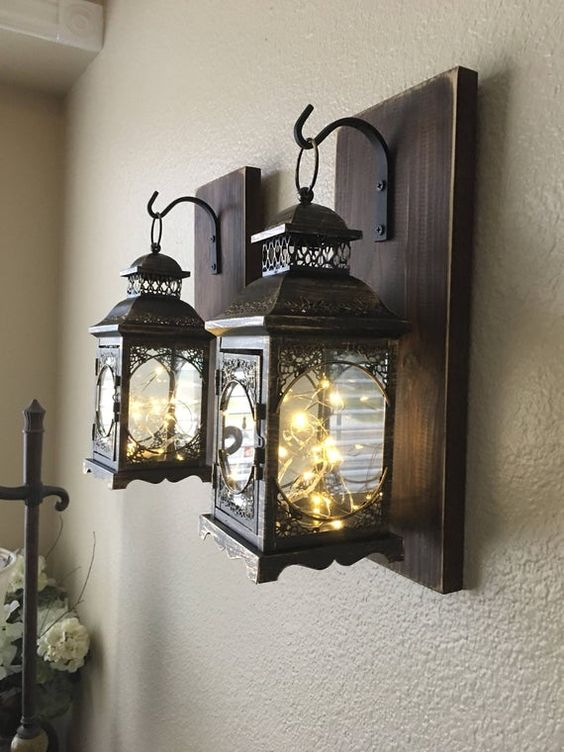 rustic wooden sconce
